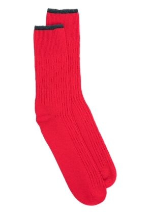 Barrie ribbed cashmere socks - Red