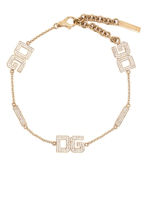 Dolce & Gabbana crystal-embellished logo-pendant necklace - Gold