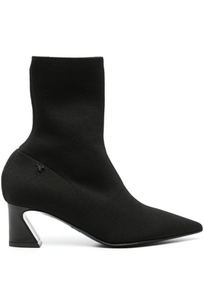 Patrizia Pepe knitted 60mm leather ankle boots - Black