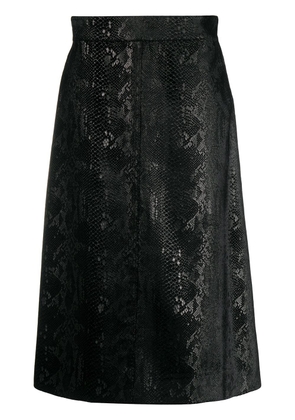 Saint Laurent snakeskin-effect midi skirt - Black