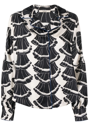 Odeeh graphic-print notched-lapels blouse - Black