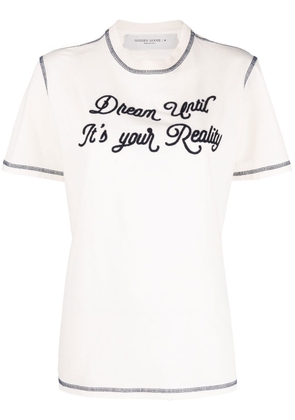 Golden Goose slogan-embroidered cotton T-shirt - White