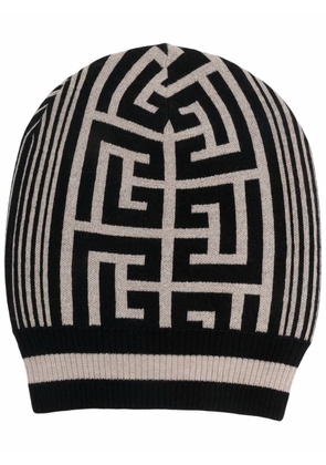 Balmain graphic print merino wool hat - Neutrals