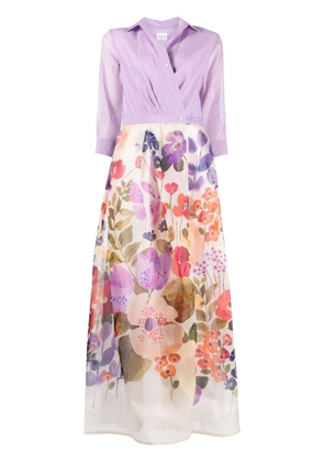 Sara Roka floral-print silk shirtdress - Purple