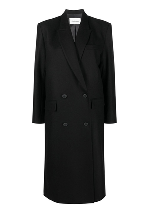 Low Classic double-breasted wool coat - Black