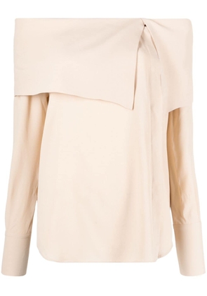 Federica Tosi draped off-shoulder silk blend blouse - Neutrals