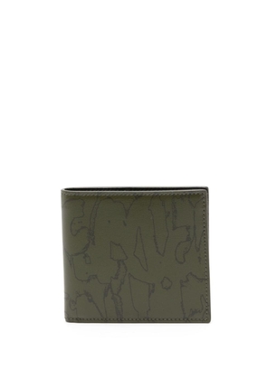 Alexander McQueen abstract-pattern print leather wallet - Green