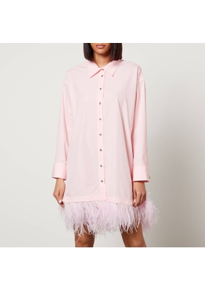 Marques Almeida Feather-Trimmed Organic Cotton Shirt Dress - UK 10