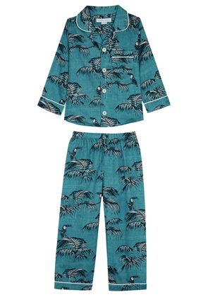 Desmond & Dempsey Kids Bocas Printed Cotton Pyjamas - Blue
