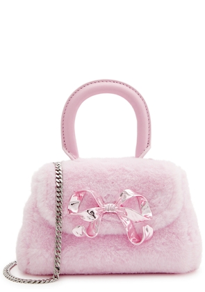Self-portrait Fluffy Micro Faux fur top Handle bag - Light Pink