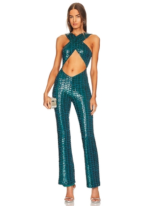 Michael Costello x REVOLVE Livie Jumpsuit in Teal. Size XL.