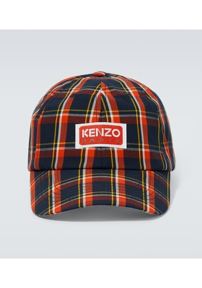 Kenzo Logo checked cotton baseball cap