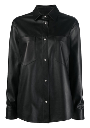 John Richmond leather long-sleeve shirt - Black