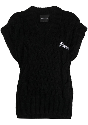 John Richmond cable-knit short-sleeved jumper - Black