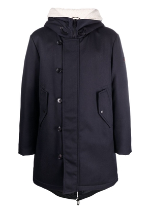 Peuterey button-up padded hooded coat - Blue