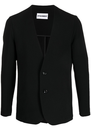 Attachment plain no-lapels blazer - Black