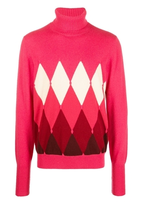 Ballantyne geometric cashmere roll-neck jumper - Pink