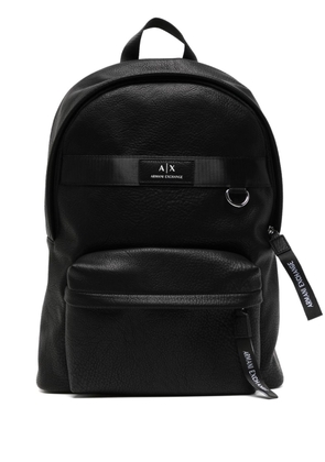 Armani Exchange logo-patch zipped backpack - Black