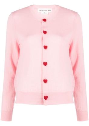 Comme Des Garçons Girl heart-shaped button wool cardigan - Pink