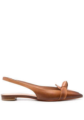 Santoni pointed-toe slingback ballerina shoes - Brown