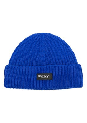 DONDUP logo-patch ribbed beanie - Blue