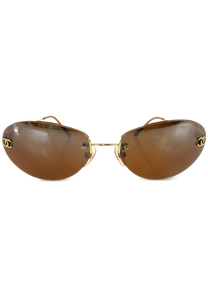 CHANEL Pre-Owned 1990-2000s CC rimless sunglasses - Brown