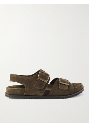 Mr P. - David Buckled Regenerated Suede by evolo® Sandals - Men - Green - UK 7