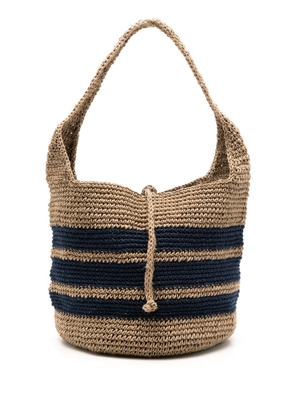 Nannacay Lulu striped ramie-yarn shoulder bag - Neutrals
