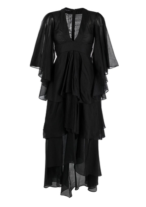 Rochas semi-sheer draped midi dress - Black