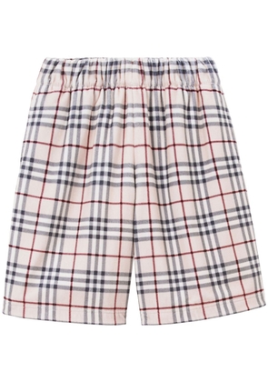 Burberry checkered cotton track shorts - Neutrals