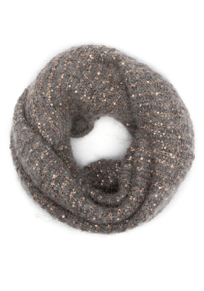 D.Exterior sequin-embellished knitted-construction scarf - Grey