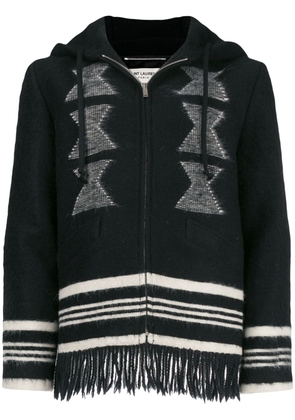 Saint Laurent embroidered fringed hoodie - Black