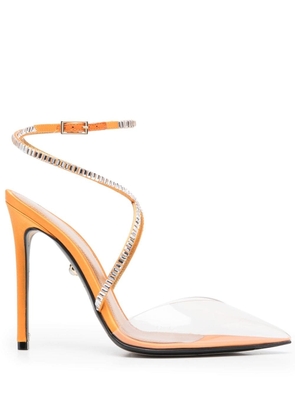 Alevì Alicia crystal embellished satin sandals - Orange