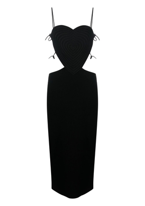 MACH & MACH love-heart motif cut-out midi dress - Black