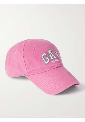Balenciaga - Embroidered Cotton-Twill Baseball Cap - Men - Pink - S