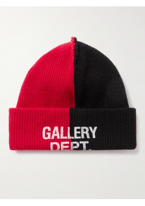 Gallery Dept. - Topanga Logo-Print Two-Tone Ribbed-Cotton Beanie - Men - Black