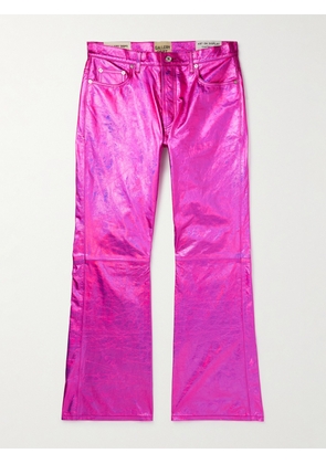 Gallery Dept. - Logan Galactic Flared Distressed Metallic Crinkled-Leather Trousers - Men - Pink - UK/US 30