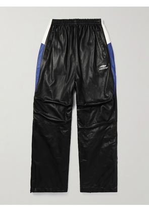 Balenciaga - Straight-Leg Striped Leather Sweatpants - Men - Black - IT 46