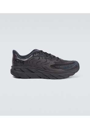 Hoka One One Clifton LS leather-trimmed mesh sneakers