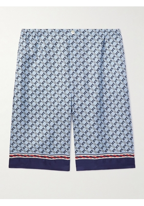 Gucci - Straight-Leg Printed Silk-Twill Shorts - Men - Blue - IT 46