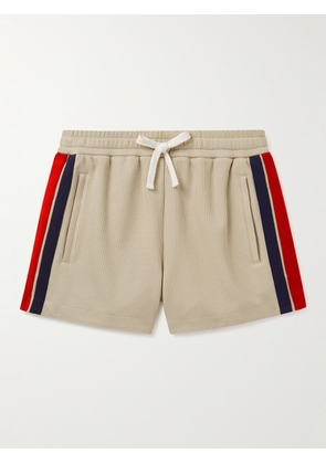 Gucci - Straight-Leg Striped Logo-Appliquéd Mesh Drawstring Shorts - Men - Neutrals - S