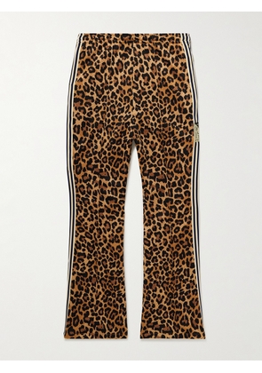 KAPITAL - Straight-Leg Webbing-Trimmed Leopard-Print Tech-Jersey Track Pants - Men - Animal print - 1