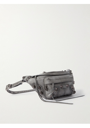Balenciaga - Le Cagole Embellished Textured-Leather Belt Bag - Men - Gray