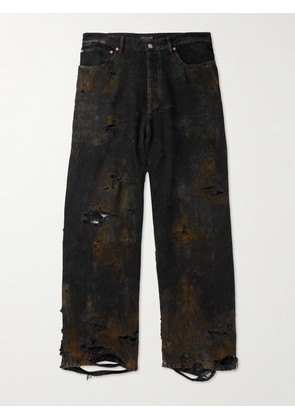 Balenciaga - Super Destroyed Wide-Leg Distressed Jeans - Men - Black - S