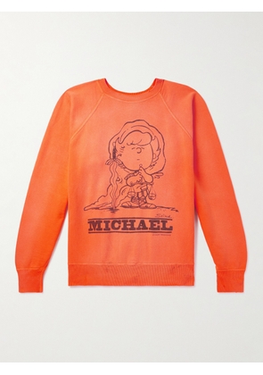 SAINT Mxxxxxx - Michael Distressed Printed Cotton-Jersey Sweatshirt - Men - Orange - S