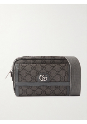 Gucci - Ophidia Mini Leather-Trimmed Monogrammed Supreme Coated-Canvas Messenger Bag - Men - Gray