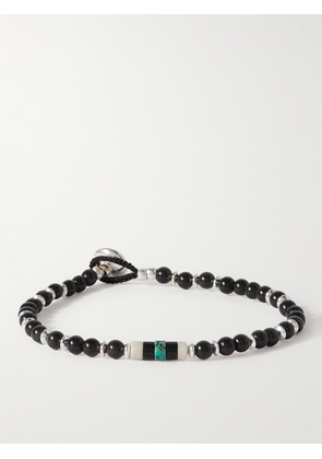 Mikia - Silver Obsidian Beaded Bracelet - Men - Black - M