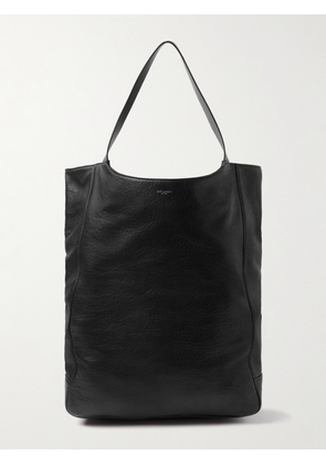 SAINT LAURENT - Logo-Print Full-Grain Leather Tote Bag - Men - Black