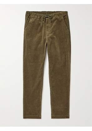 OrSlow - New Yorker Straight-Leg Cotton-Blend Corduroy Drawstring Trousers - Men - Green - 1