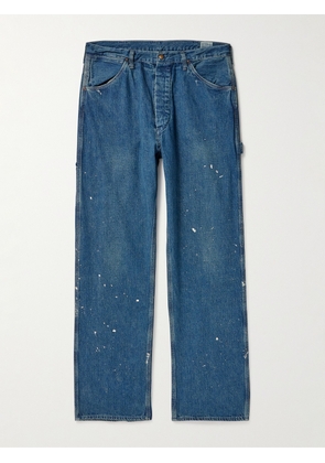 OrSlow - Paint-Splattered Straight-Leg Selvedge Jeans - Men - Blue - 1